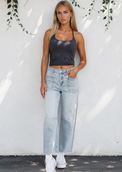 Daphne Frayed Cropped Barrel Jeans