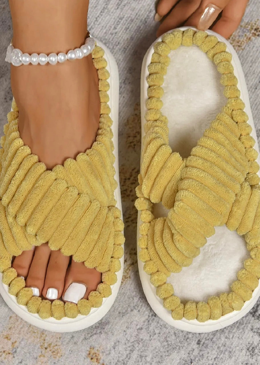Crisscross Open Toe Platform Slippers