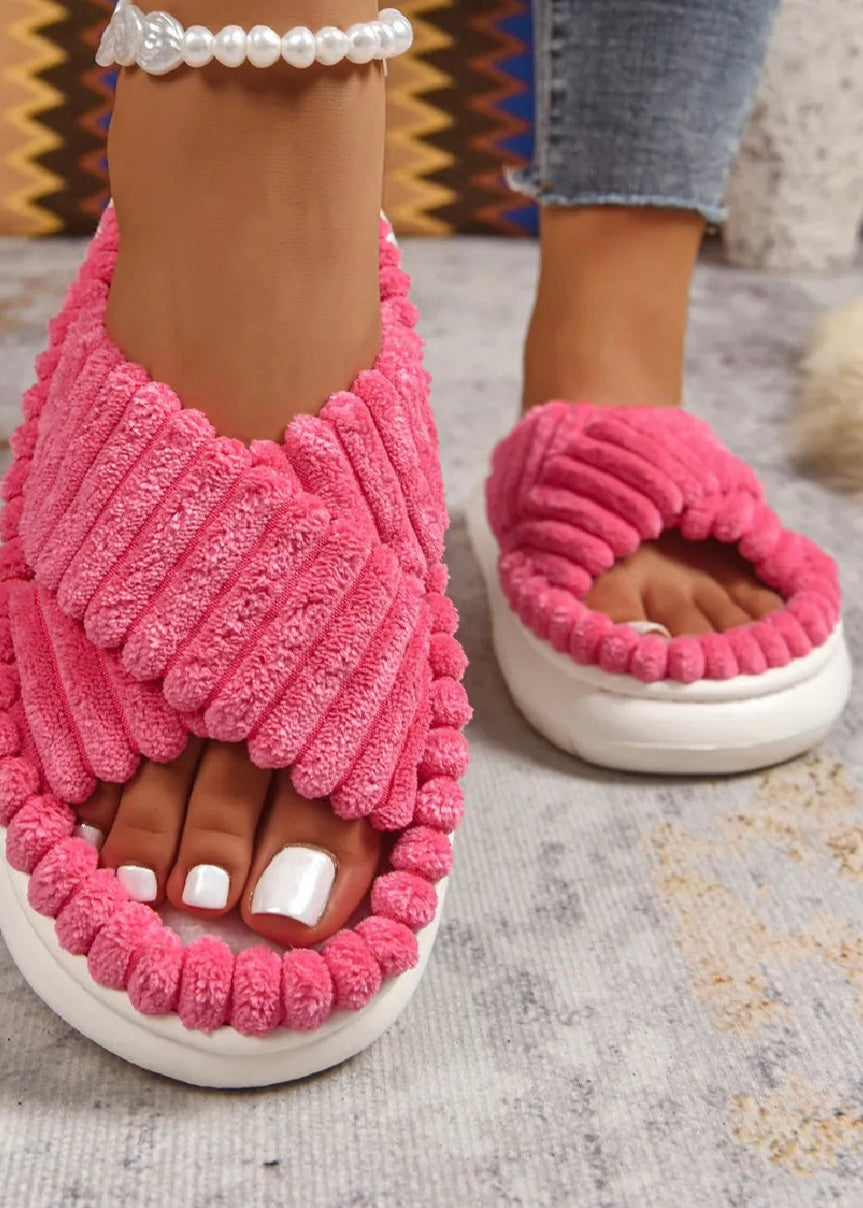 Crisscross Open Toe Platform Slippers