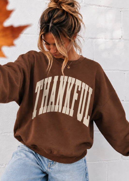 Chestnut Thankful Graphic Sweatshirt