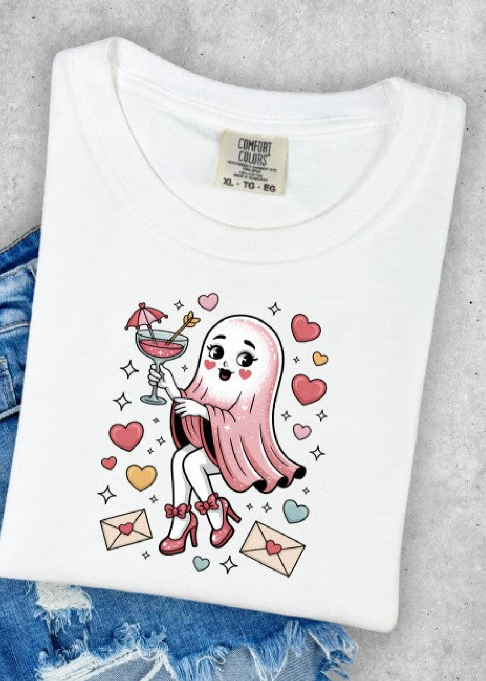 Cute Ghost Valentine Day Comfort Color Tee Poet Street Boutique