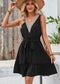 Miss Sparkling V-neck Tie Waist Ruffle Hem Dress Miss Sparkling