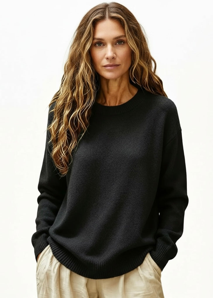 Round Neck Dropped Shoulder Sweater
