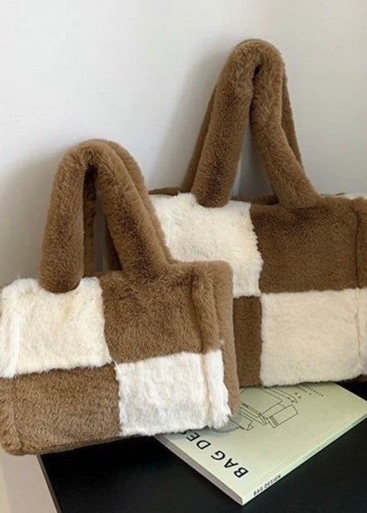Fuzzy Checkered Shoulder Bag Miss Sparkling