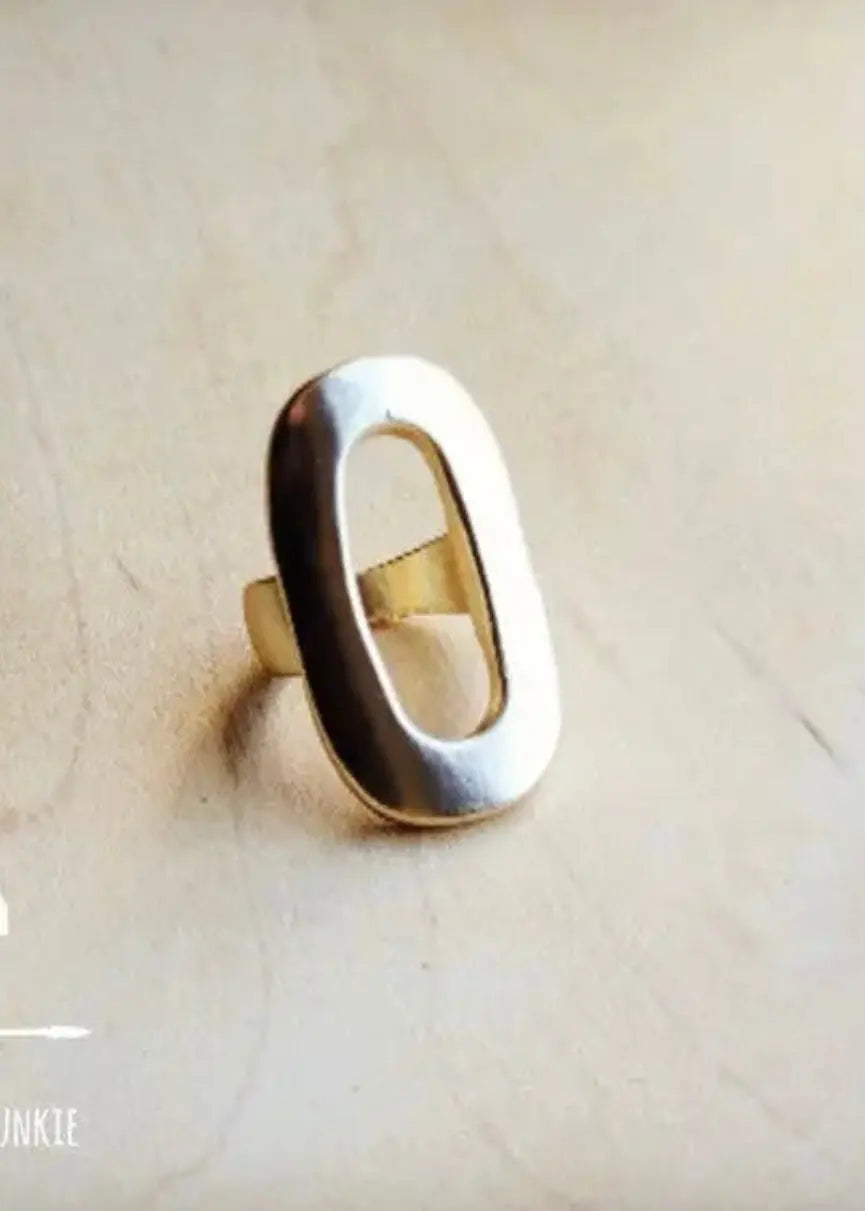 Matte Gold Electroplate Oval Ring The Jewelry Junkie