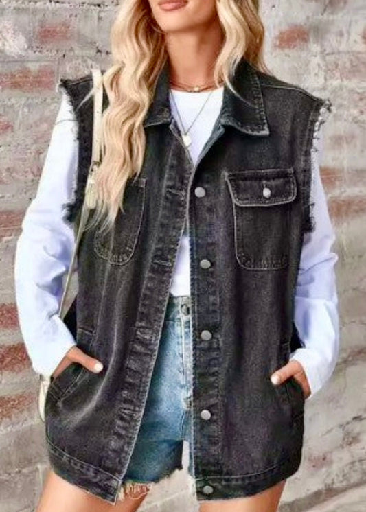 Miss Sparkling Sleeveless Denim Jacket Miss Sparkling