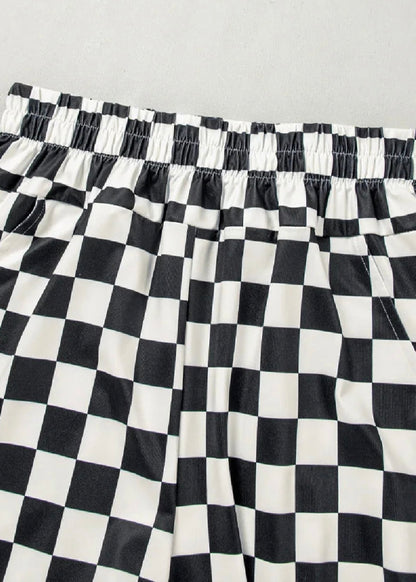 Checker High Waist Casual Shorts