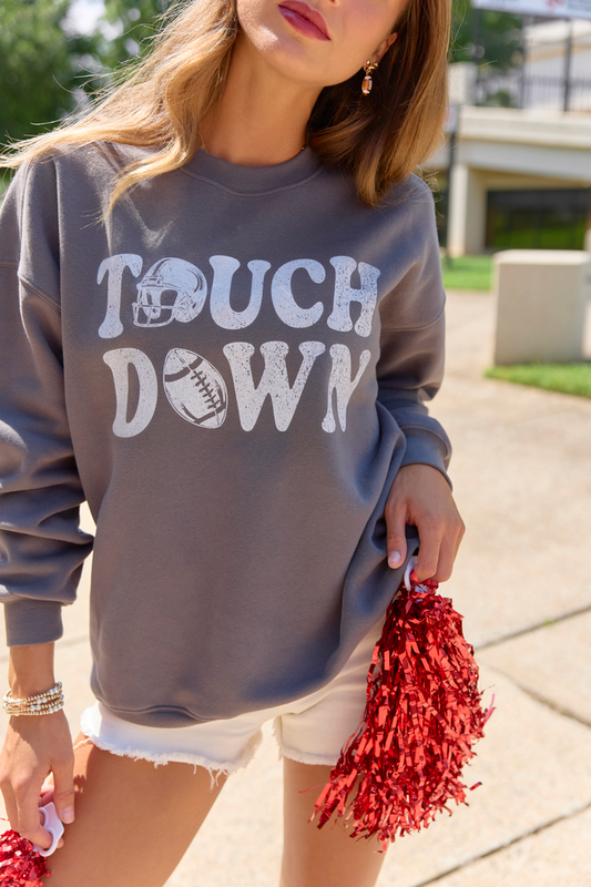 Touchdown Printed Dark Grey Graphic Sweatshirt