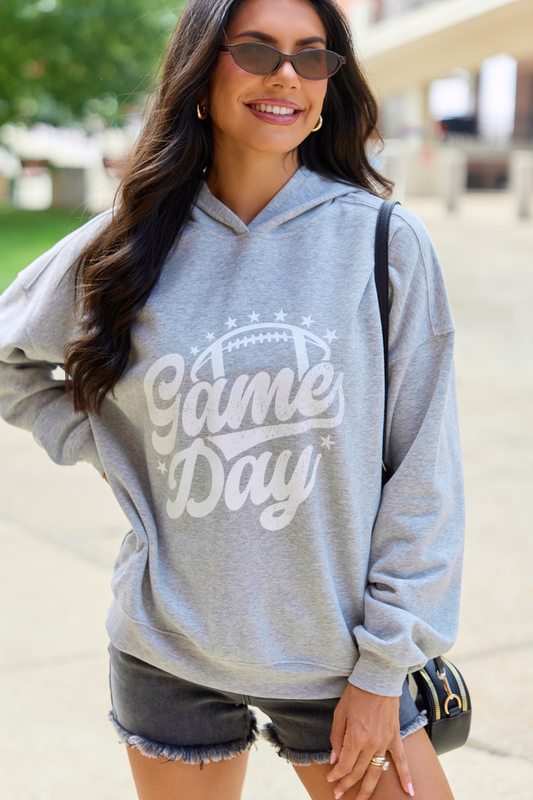 Game Day Script Light Grey Graphic Hoodie