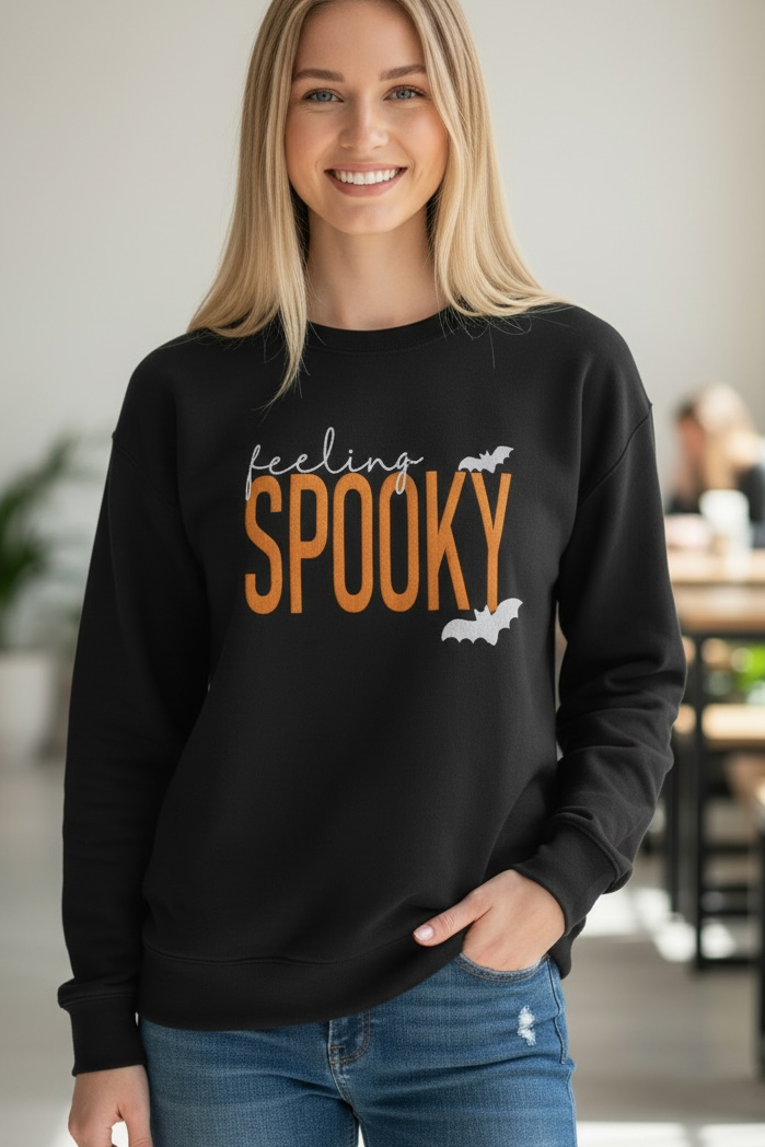 Feeling Spooky Halloween Embroidered Sweatshirt