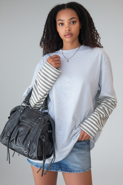 Contrast Striped Long Sleeve Shirt