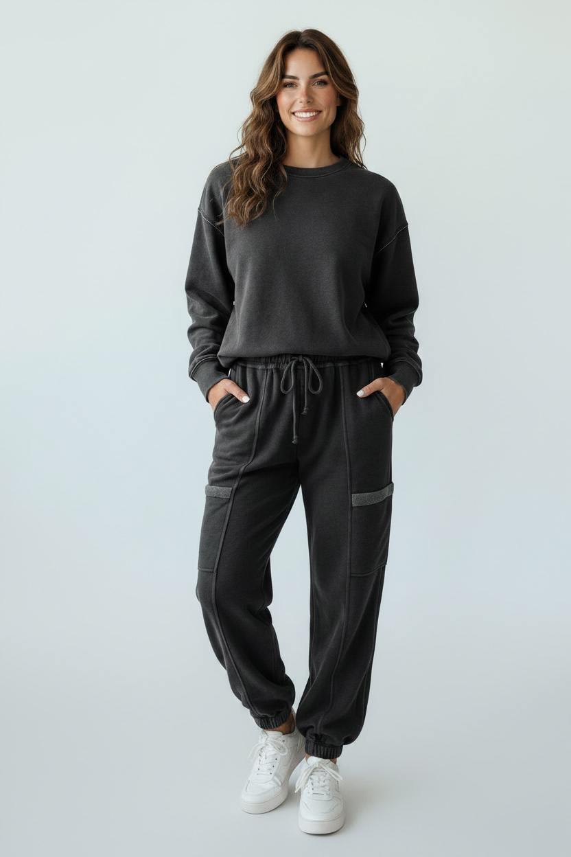 Dark Gray  Sweatshirt and  Joggers Set