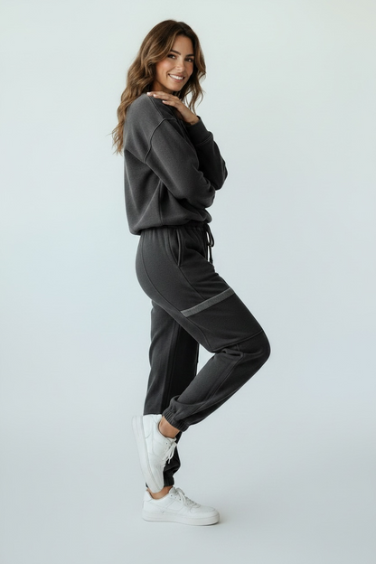 Dark Gray  Sweatshirt and  Joggers Set