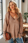 Solid Eyelet V-Neck Drop Shoulder Sweater JUNIPER BLVD