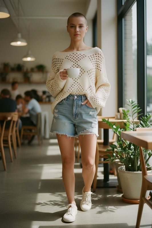 Miss Sparkling Hollow Knit Sweater Miss Sparkling