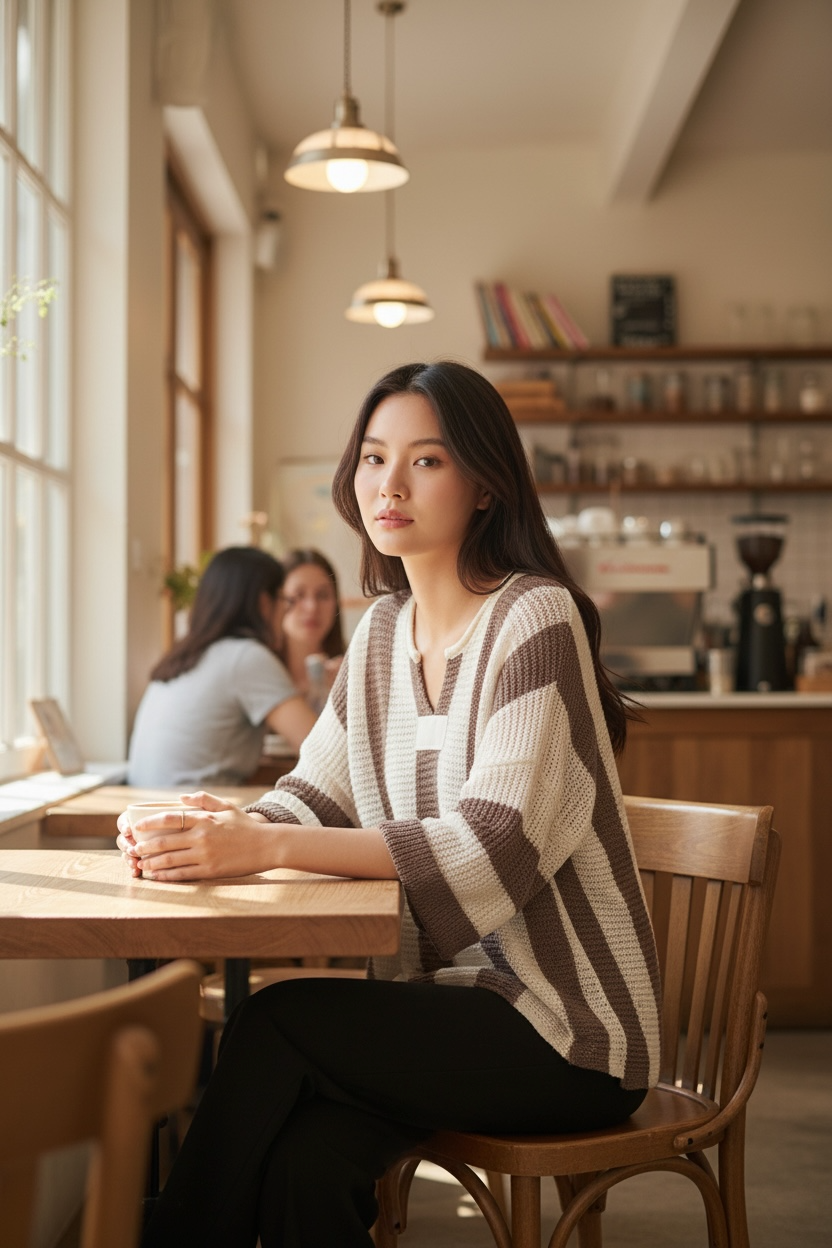 Colorblock Stripe V-Neck 3/4 Sleeve Sweater JUNIPER BLVD