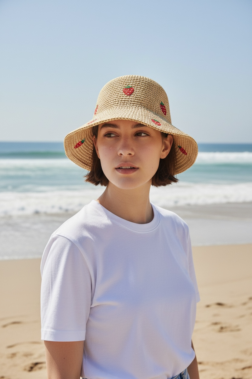 Sweet Strawberry Crochet Bucket Hat Poet Street Boutique