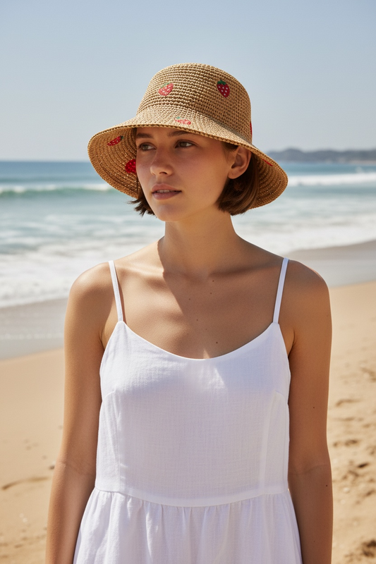 Sweet Strawberry Crochet Bucket Hat Poet Street Boutique