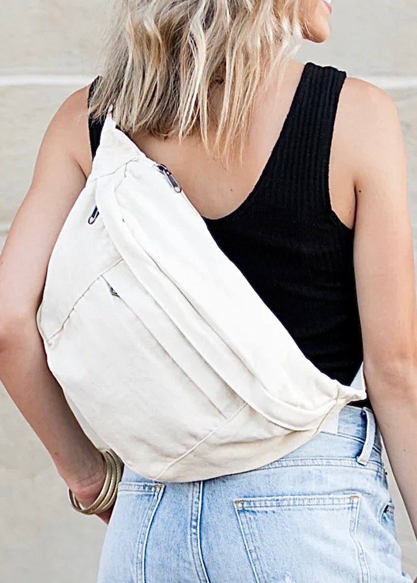 London Oversized Canvas Crescent Sling