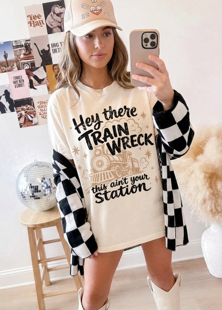 Retro Train Wreck Comfort Colors Graphic Tee