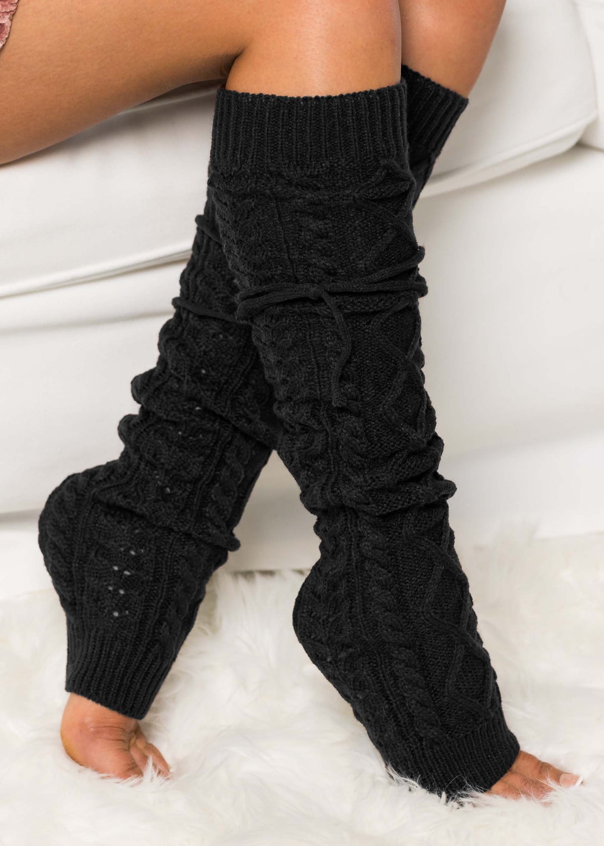 Long Cable-Knit Leg Warmer