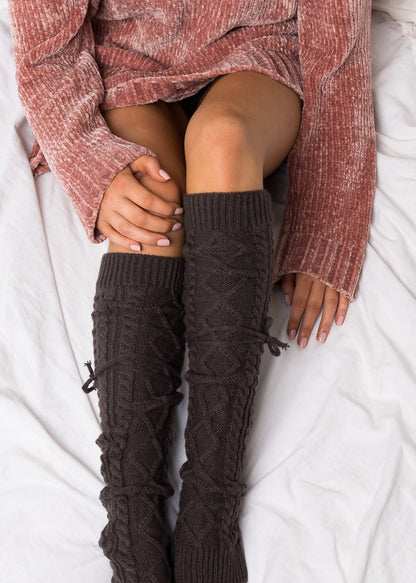 Long Cable-Knit Leg Warmer
