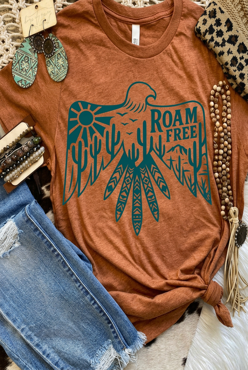 Roam Free Graphic Tee (Boho/Western)