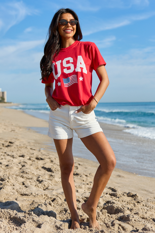 Athletic USA Flag Red Graphic Tee
