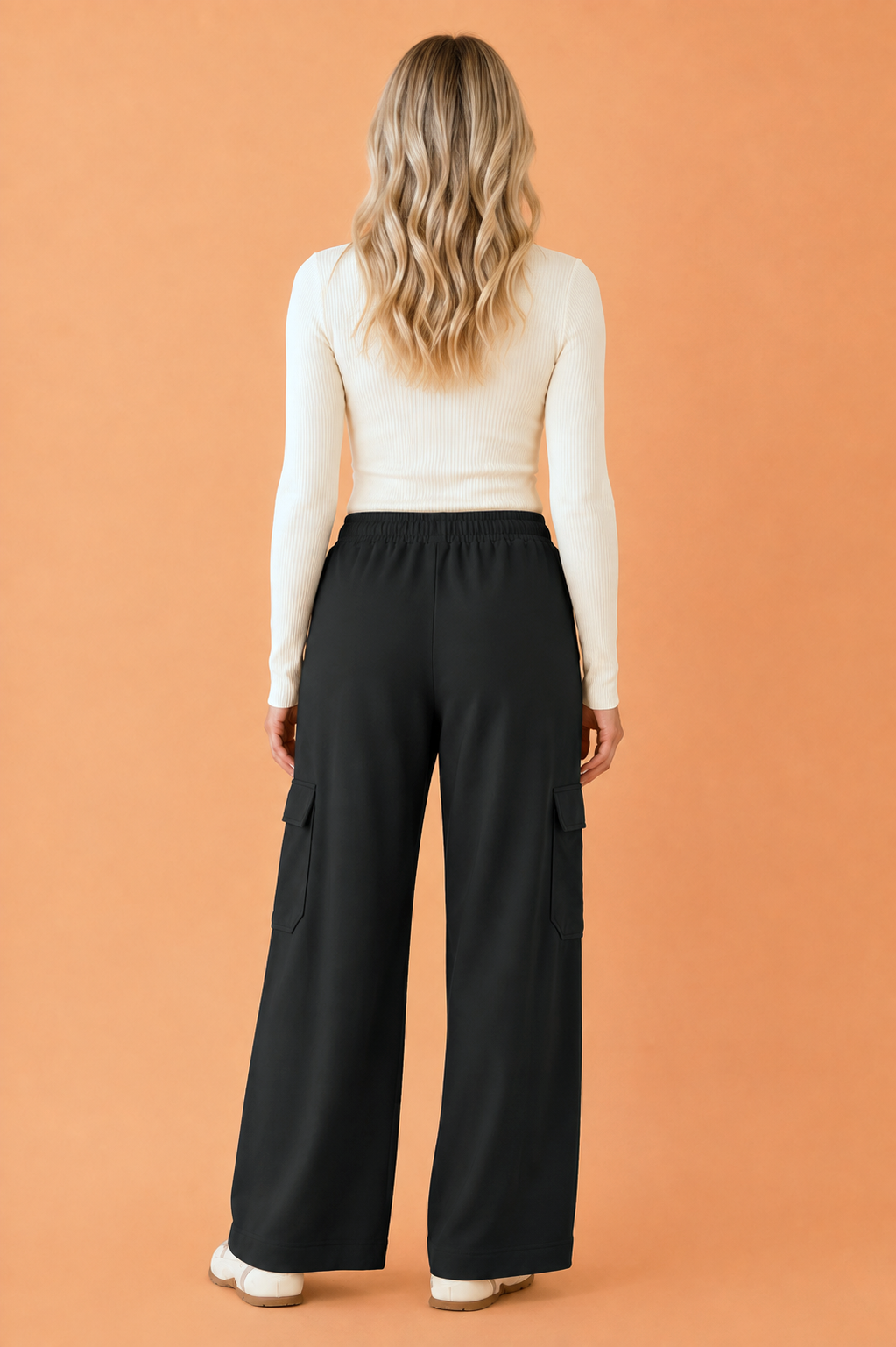 Black Cargo Pocket Drawstring High Waist Pants