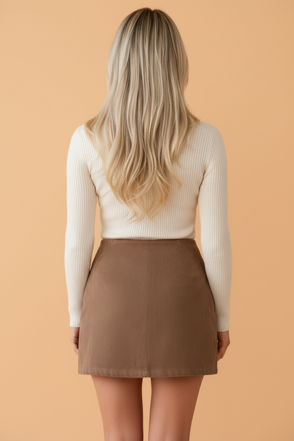 Asymmetric Buttoned Wrap Mini Skirt