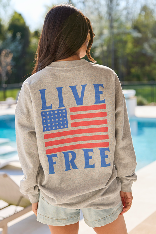 Live Free Light Grey Graphic Sweatshirt