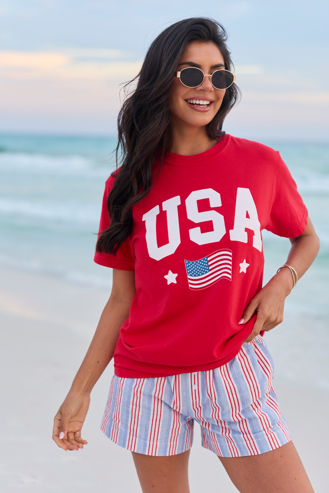 Athletic USA Flag Red Graphic Tee