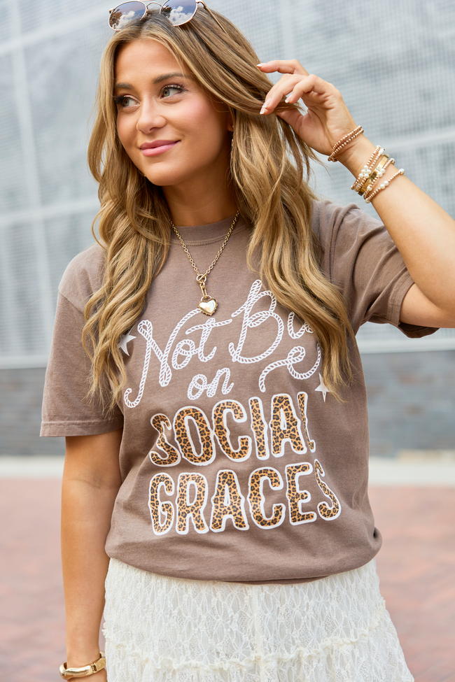 Not Big On Social Graces Brown Comfort Colors Graphic Tee