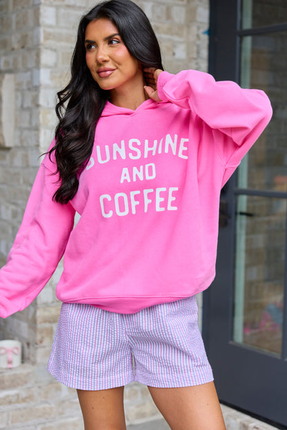 Sunshine And Coffee Pink Graphic Hoodie