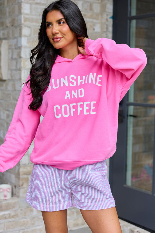 Sunshine And Coffee Pink Graphic Hoodie