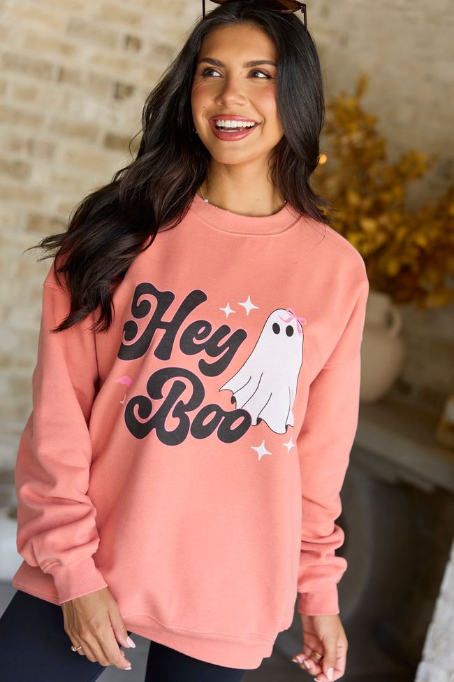 Hey Boo Light Light Rust Graphic Sweatshirt