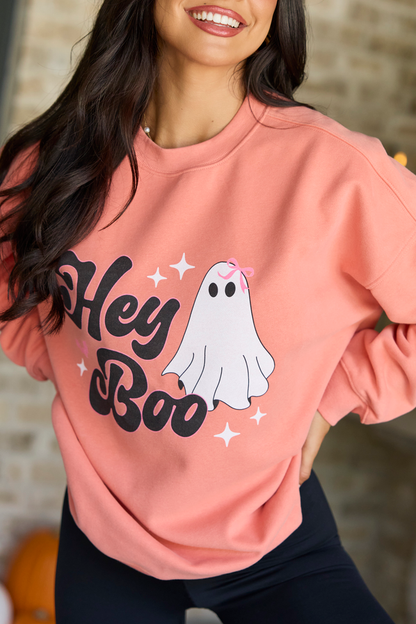 Hey Boo Light Light Rust Graphic Sweatshirt