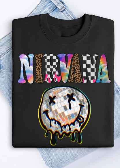 Retro Rock Vibes Grunge Smiley Face Graphic Sweatshirt