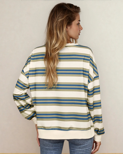 Sophie Stripe Crew Neck Drop Shoulder Sweatshirt