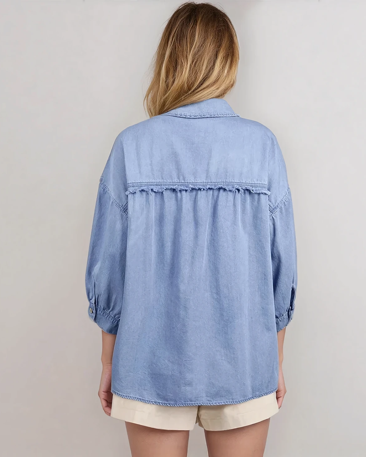 Blake Washed Cotton Bracelet Sleeve Chambray Shirt