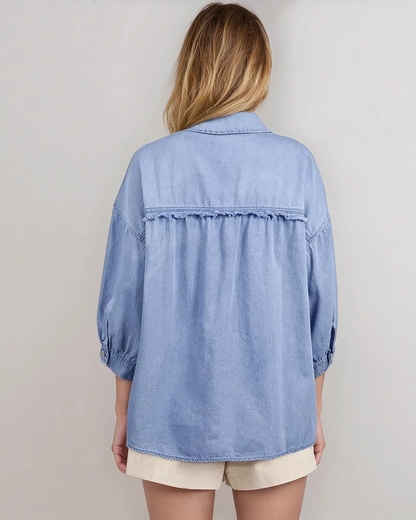 Blake Washed Cotton Bracelet Sleeve Chambray Shirt