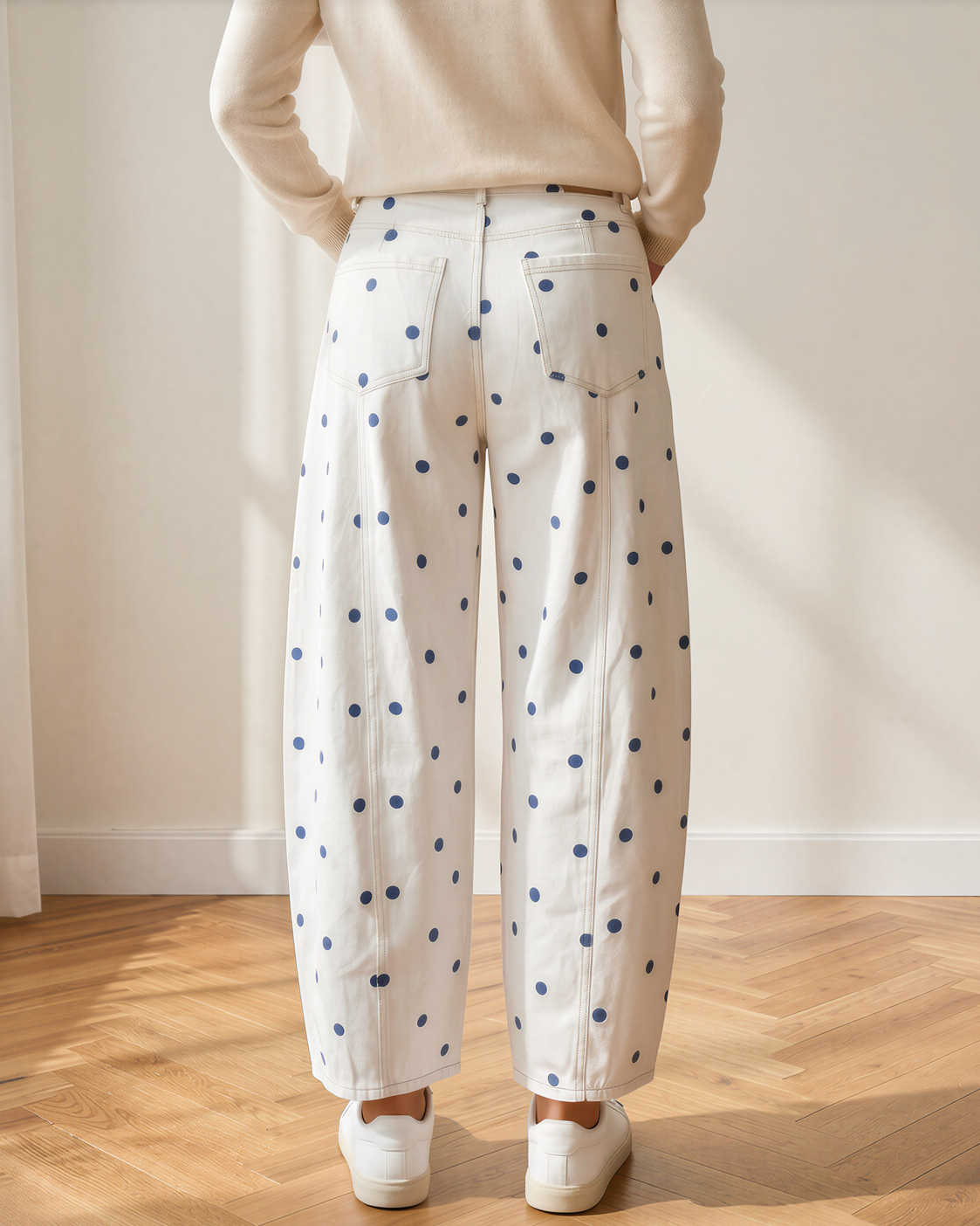 Dallas Polka Dot Print Barrel Jeans - Poet Street Boutique