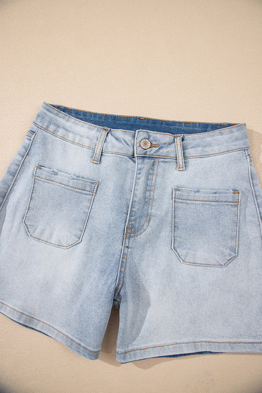 Light Wash Denim High Rise Shorts