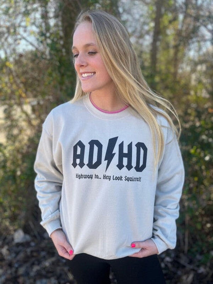 ADHD Sweatshirt adhd graphic sweatshirt Poet Street Boutique sand S 