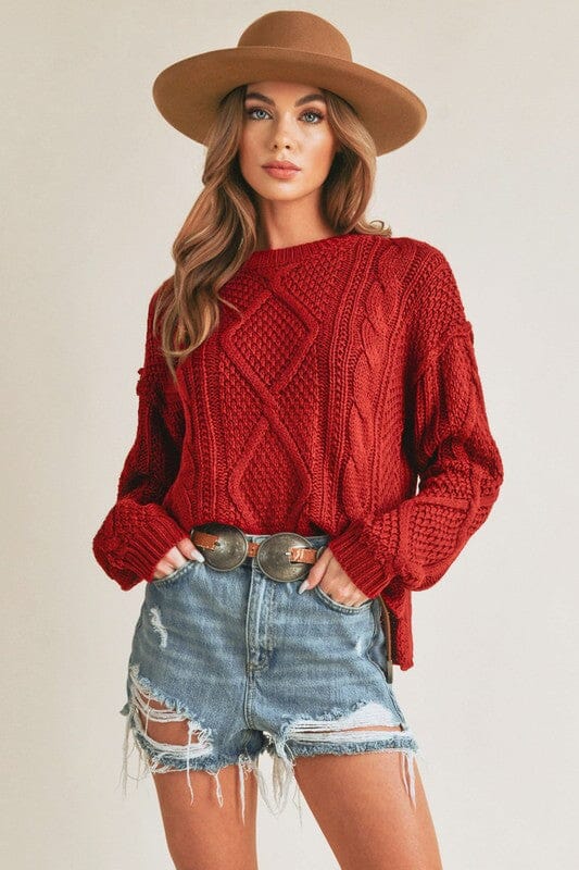 Aemi & Co Adela Sweater cable knit sweater Aemi + Co RED S 