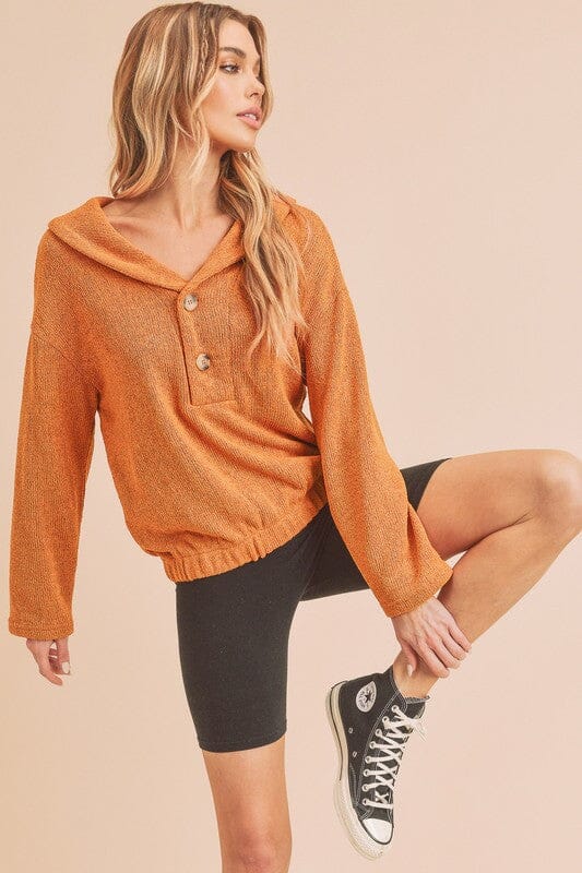 Aemi + Co Hanna Pullover button sweater Aemi + Co ORANGE S 