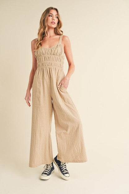 Aemi + Co Lami Jumpsuit Smocked wide leg jumpsuit Aemi + Co OAT S 