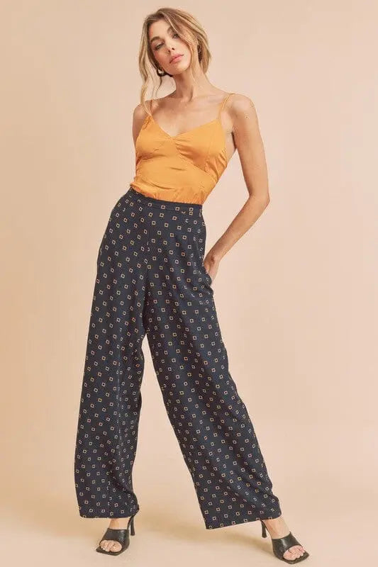 Aemi + Co Lucy Pants geometric pants Aemi + Co NAVY/ORANGE S 