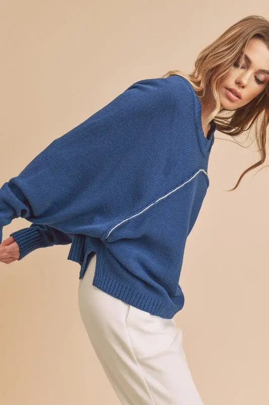 Aemi + Co Markie Slouchy Sweater oversized sweater cobalt Aemi + Co COBALT S