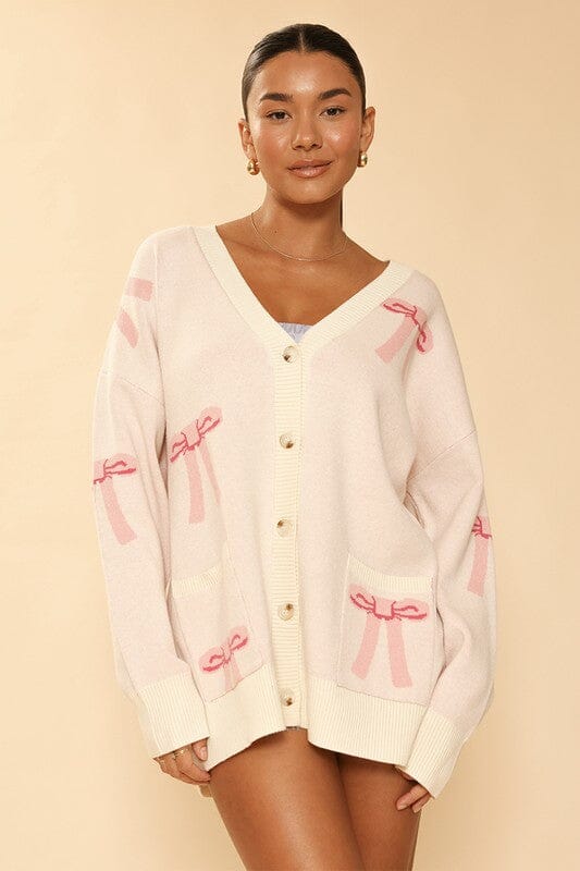 All over bow knit cardigan Miss Sparkling Pink S 